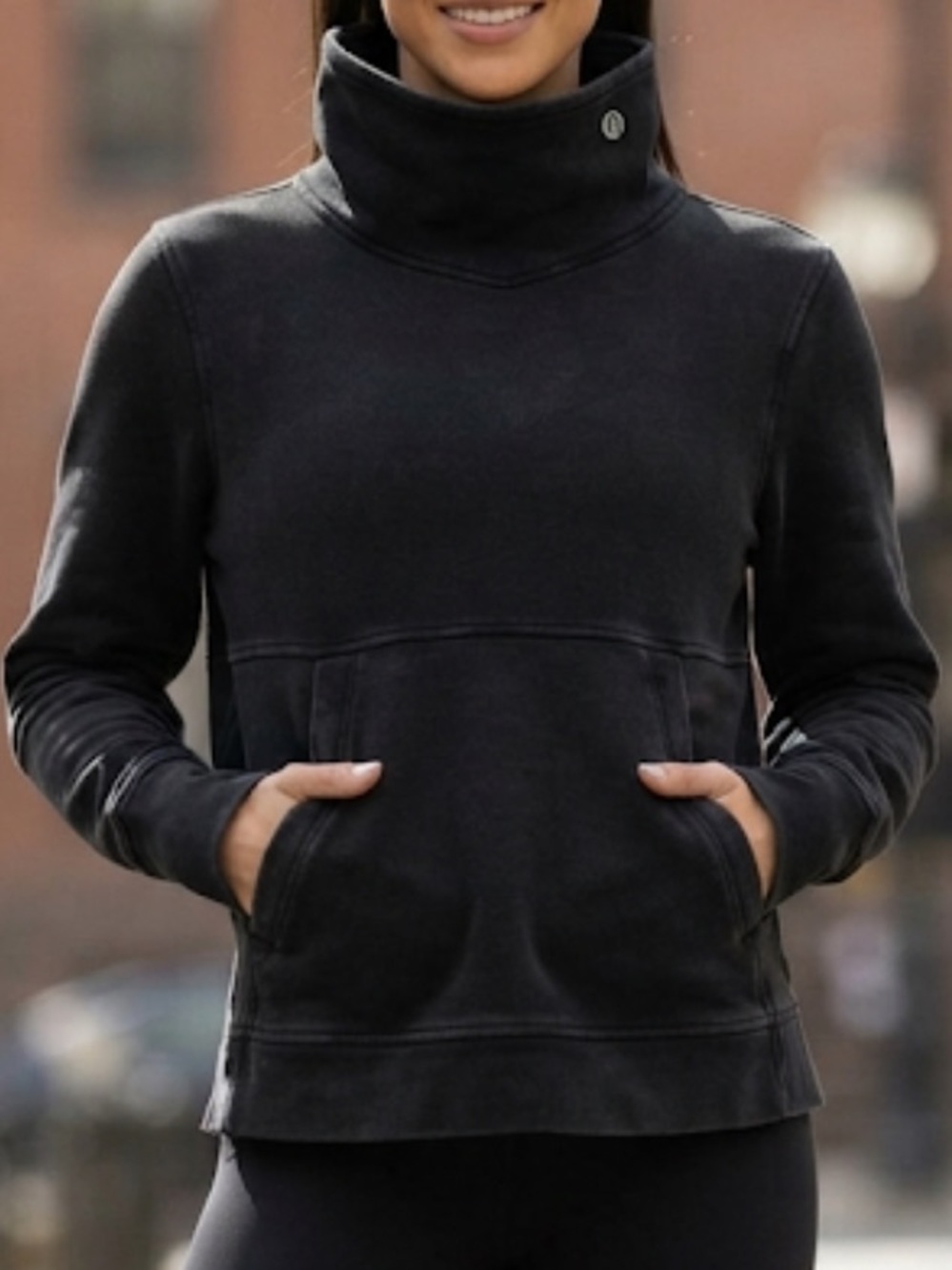 LULULEMON Press Pause Pullover French Terry Funnel Neck Black Size 2